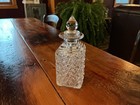 Vtg Cut Glass Perfume Bottle Decanter With Stopper Vanity Decor Empty