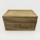 Rae Dunn Things Wooden Storage Box Crate W  Lid 12x7 5x6 5 Nwt