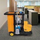 Tonchean Commercial Janitorial Cart 3-shelf Large Capacity Housekeeping Cart    