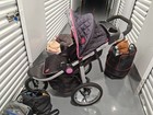 Jeep Jogger Stroller 3-wheel W  Canopy Cup Holder Storage Basket Gray Pink