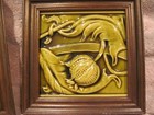 Awesome Pair Of Framed  Antique Floral   Fruit Decorative Tiles