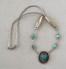Native American Sterling Silver   Turquoise Necklace p387