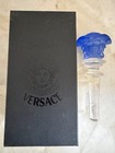 Versace Rosenthal Frosted Medusa  Bottle Stopper Cobalt Blue Austria Crystal Nib