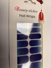 Beauty Sticker Nail Wraps Blue  Glitter Double Ended Tips Self-adhesive