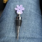 Wine Cork Bottle Stopper Purple Flower