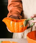 Pumpkin Ceramic 12 Oz Gravy Boat  Sauce Pitcher For Salad Dressings  Milk
