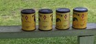 4 Vintage Rooster Snuff Tin Lot Colorful Paper Label Red Seal