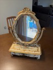 Ornate Antique Victorian Painted Vanity Dresser Top Mirror With Drawer