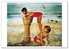 Lovely Children-flowers Of Life Girl   Boy Best Friends Kids New Modern Postcard
