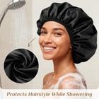 Extra Large Waterproof Shower Cap For Women  Double Layer Satin Lined Hair Bo   