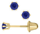 14k Yellow Gold 3mm Sapphire Baby Stud Earrings-september