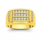 Diamonair 1 00 Ct Round Cut F vs  Lab Grown Diamond Sterling Silver Men s Ring