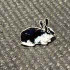 Vintage Black And White Pet Rabbit Lapel Hat Pin P8