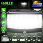 4pack 468 Led Solar Wall Lights Pir Motion Sensor Outdoor Garden Security Lamp
