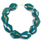 Authentic Green Teal Colored Bicone Ghana Recycled Glass African Trade Beads
