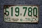 1955 Missouri Truck License Plate