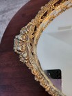 Vintage Oval Mirrored Vanity Tray Ornate Floral Filigree Gold Tone 15  Dresser