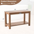 30 Inch Teak Wood Shower Bench Inside Shower Stool With Storage Shelf For Adults