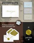 Gold Foil Thank You Cards With Envelopes Bulk  32-pack Embossed Blank Thank You