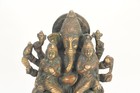 Antique Bronze Ganesha Statue Riddhi Siddhi Hindu God Elephant Altar Sculpture