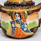 Vintage Satsuma Moriage Brown Dragonware Japanese Ceramic Covered Sugar Bowl