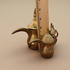 Vintage Brass Saudi Arabia Mini Etched Dallah Coffee Pots Set Of 3           141