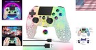 Wireless Bluetooth Gamepad For Ps4 With Dual Vibration   Rgb Light Modes - White