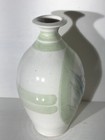Vintage Art Pottery Vase Light Green And Purple Flowers Handmade  Hand Painted