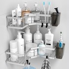 L-shaped Corner Shower Caddy Wall Mount Heavy Duty Organizer 2 Compartments New