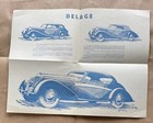 Delage 1938 D8 100 D8 120 D6 70 D1 12 Color Sales Brochure Catalog Original