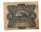 Belgian Congo Belgian Belgium Billet 5 Francs 10 04 1947 P13a Sixth Issued Vf 