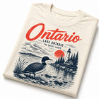 Lake Ontario T Shirt Vintage Loon Lighthouse Great Lakes Canada Graphic Tee