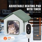 Elevated Heated Cat House Outdoor Kitty Shelter With Heated Pad Green  s 