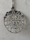 19th C 800 German Silver Tomato Server With Pierced Gilt Bow