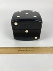 Vintage Mid-century Italian Leather Die Playing Card Box     Sorrento Wood Inlay 
