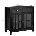 30  Wooden Storage Sideboard Buffet Cabinet With 2 Drawers  Black