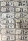    lot Of 10 1935-1957  1 Silver Certificate Rare Blue Seal One Dollar Bill Notes