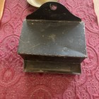 Antique Tin Wall Mount Match Safe Holder Box Self Closing Hinged Lid Primitive