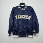 Vtg Adidas New York Yankees Snap Up Boys Jacket Big Kid Youth Sz 14 16 Navy Blue