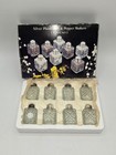 Vintage Set Of 8 Silver Plated Glass Salt   Pepper Shakers In Original Box
