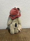 Boyds Bears Aubrey Plush Bear Beige pink W Hat   Ribbon Bow Retired