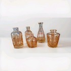 Five Amber Glass Bud Vases 3 -6  Tall Fall Table Decor Set Of 5