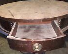 Antique Mahogany 25  Round Drum Table With Drawer And Brass Feet 
