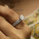 Moissanite 3 Carat Princess Cut Bridal Set Engagement Ring Solid 14k White Gold
