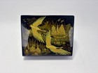 Russian Kholuy Lacquer Box  sever  Hand Painted Signed Anfimov     Twin Cranes