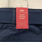 Levi s Men s W44 Navy Blue Flat Front Cotton Blend Snap Cargo Shorts Nwt W  Belt