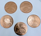 Lot Of 5   999 Fine Copper Rounds - Incuse Indian  5 X 1 Avdp Oz 