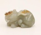 Recumbent Qing Cat With Lingzhi 18th   19th Century Chinese Celadon Jade