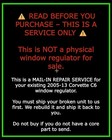 2005-13 Corvette C6 Window Regulator Driver - Premium Rebuild Service