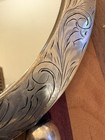 Solid Sterling Silver Oval  Antique Mirror Hand Engraved 8    Velvet Backing